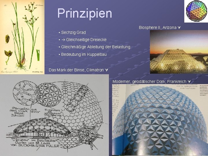 Prinzipien Biosphere II, Arizona • Sechzig Grad • Gleichseitige Dreiecke • Gleichmäßige Ableitung der