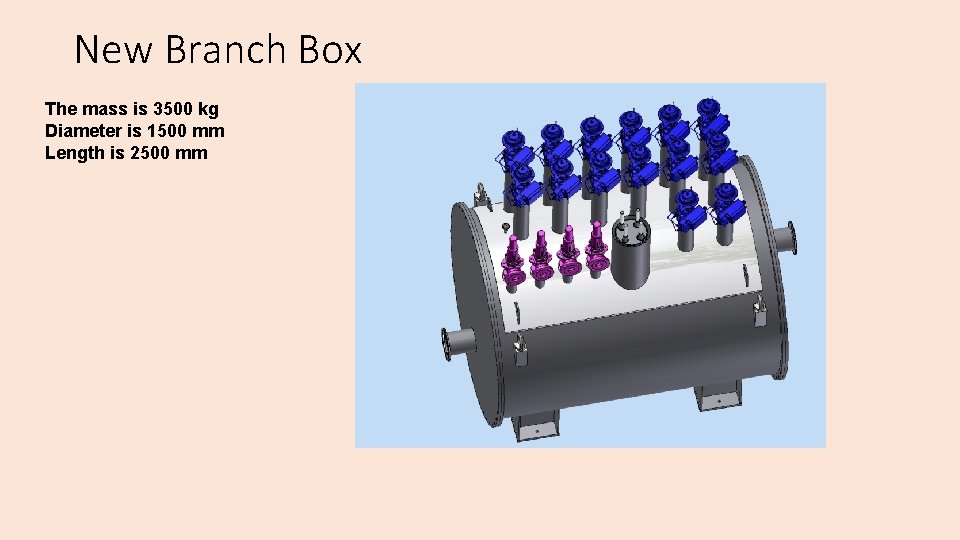 New Branch Box The mass is 3500 kg Diameter is 1500 mm Length is