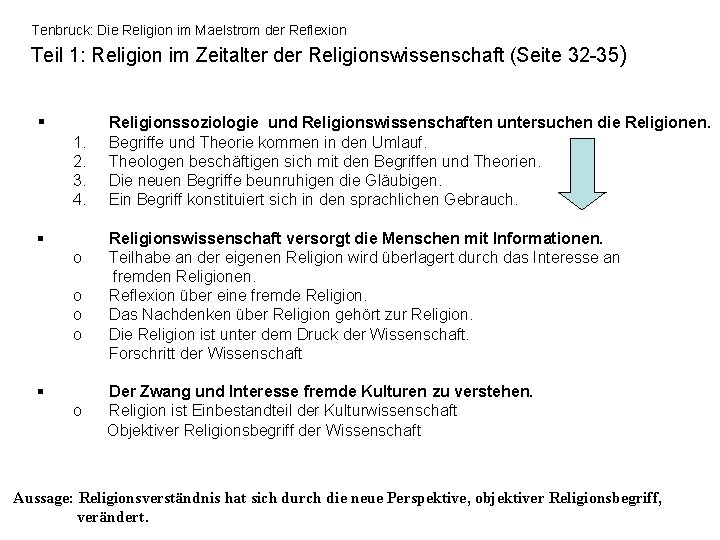 Tenbruck: Die Religion im Maelstrom der Reflexion Teil 1: Religion im Zeitalter der Religionswissenschaft