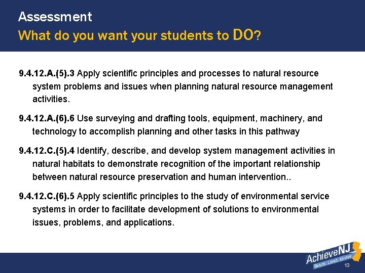 Assessment What do you want your students to DO? 9. 4. 12. A. (5).