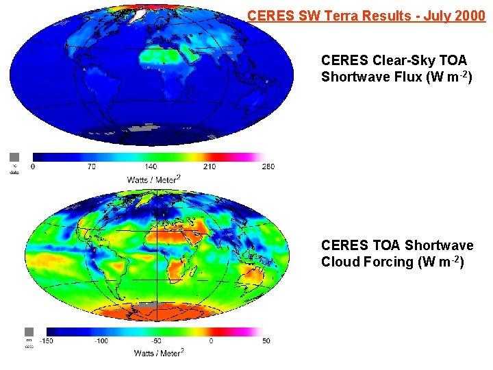 CERES SW Terra Results - July 2000 CERES Clear-Sky TOA Shortwave Flux (W m-2)