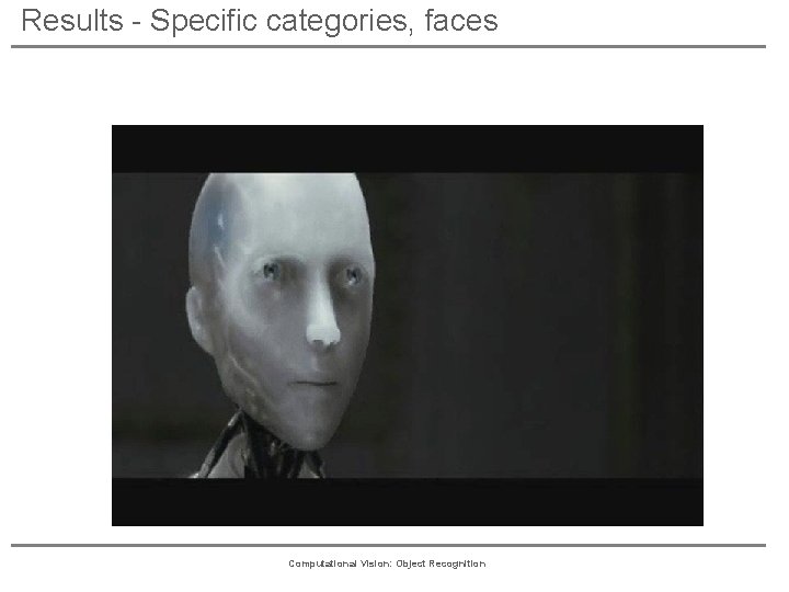 Results - Specific categories, faces Computational Vision: Object Recognition 