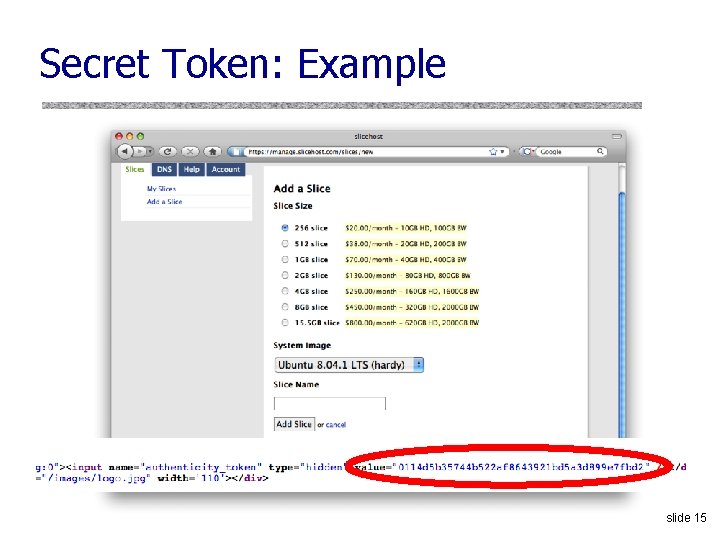 Secret Token: Example slide 15 
