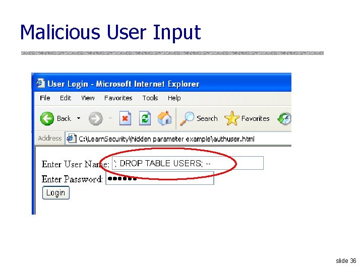 Malicious User Input slide 36 