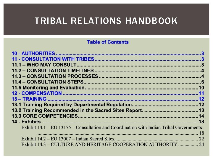 TRIBAL RELATIONS HANDBOOK 