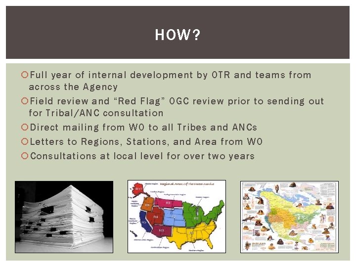 HOW? Full year of internal development by OTR and teams from across the Agency