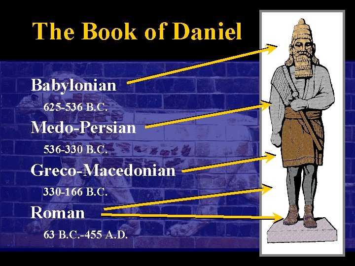 The Book of Daniel Babylonian 625 -536 B. C. Medo-Persian 536 -330 B. C.