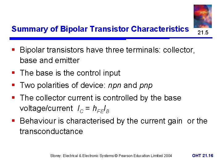 Bipolar Transistors Chapter 21 Introduction An Overview of