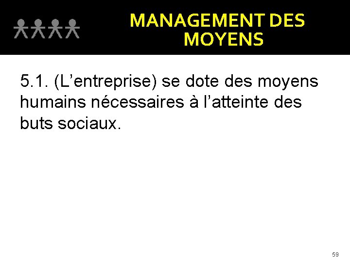 MANAGEMENT DES MOYENS 5. 1. (L’entreprise) se dote des moyens humains nécessaires à l’atteinte