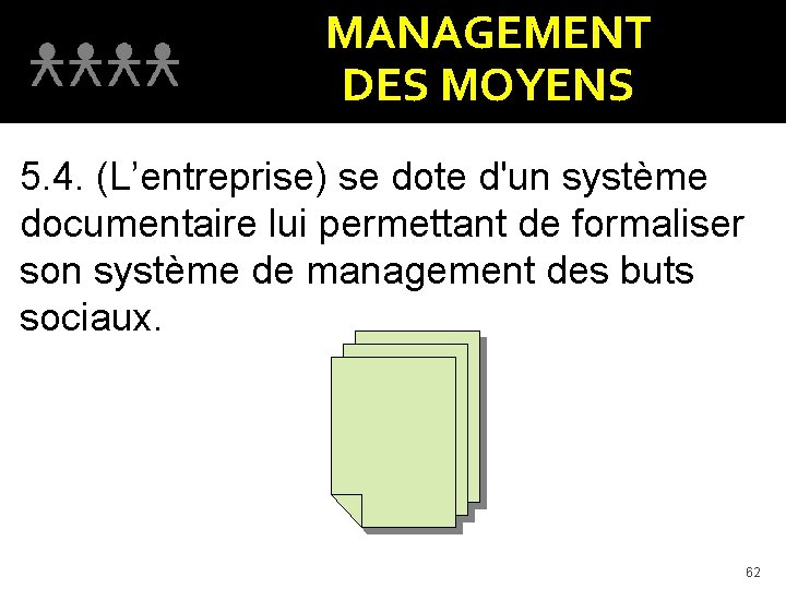 MANAGEMENT DES MOYENS 5. 4. (L’entreprise) se dote d'un système documentaire lui permettant de