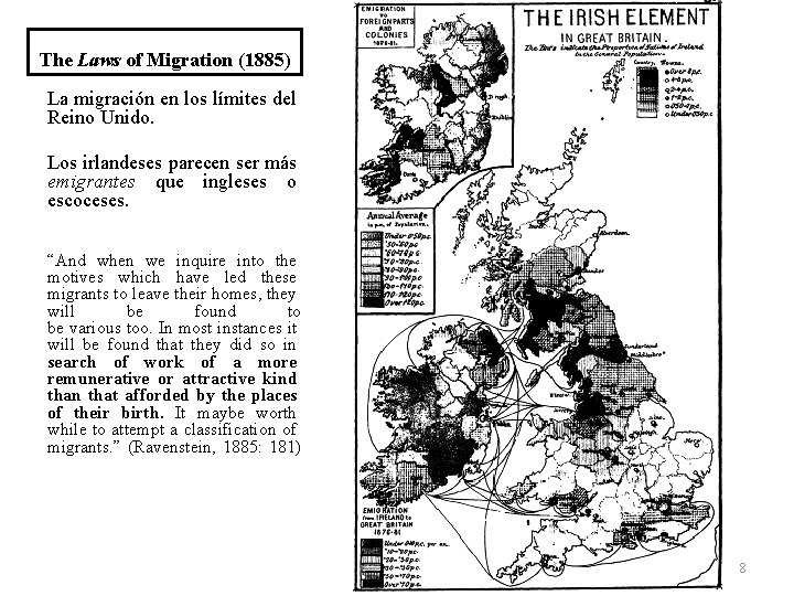 The Laws of Migration (1885) La migración en los límites del Reino Unido. Los
