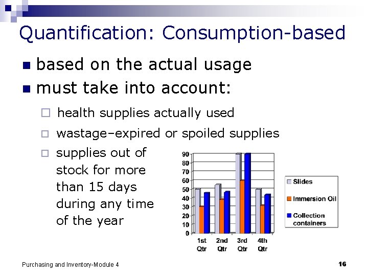 Quantification: Consumption-based on the actual usage n must take into account: n ¨ health