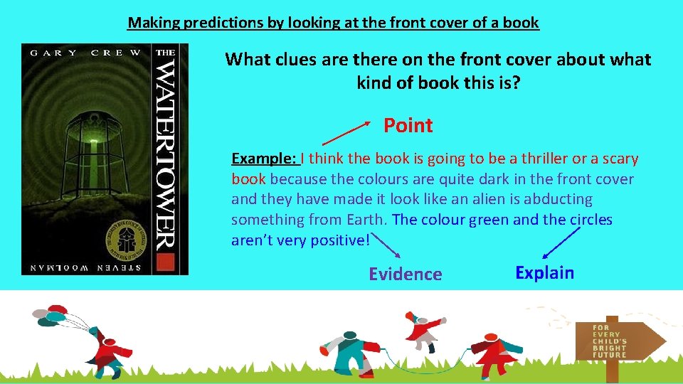 Making predictions by looking at the front cover of a book What clues are