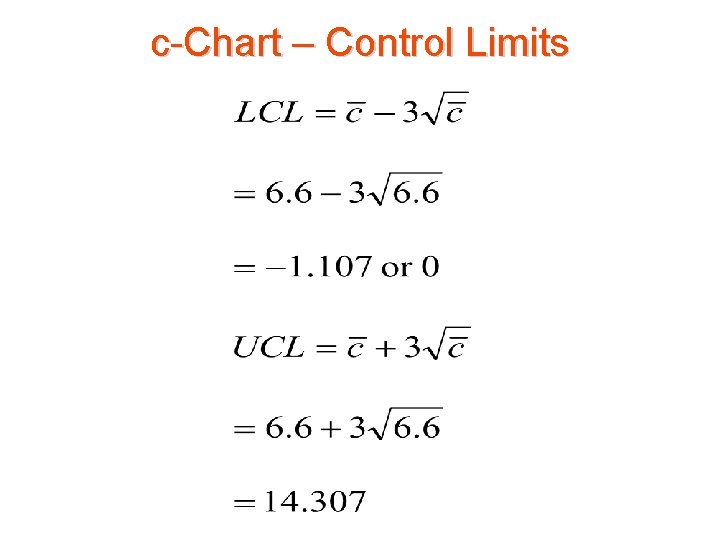c-Chart – Control Limits c-Chart – Control Limits