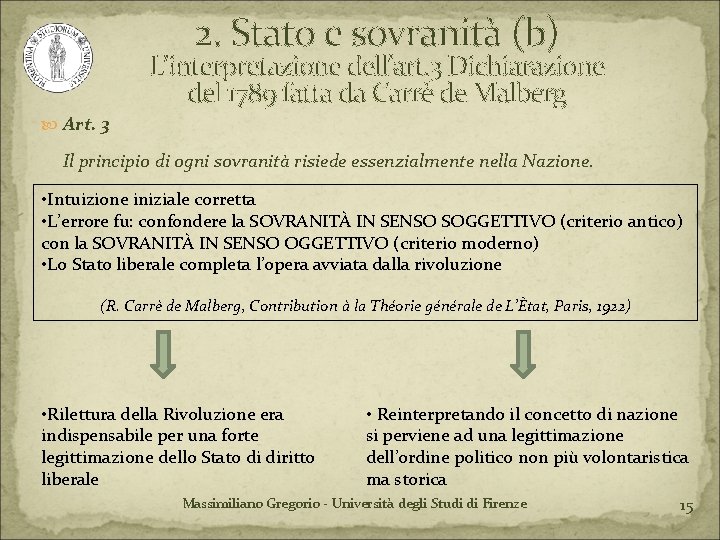 2. Stato e sovranità (b) L’interpretazione dell’art. 3 Dichiarazione del 1789 fatta da Carrè