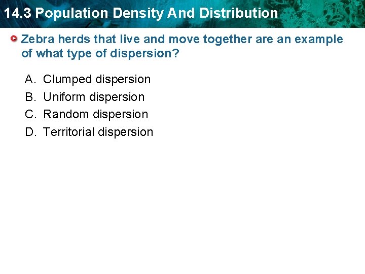 14. 3 Population Density And Distribution Zebra herds that live and move together are