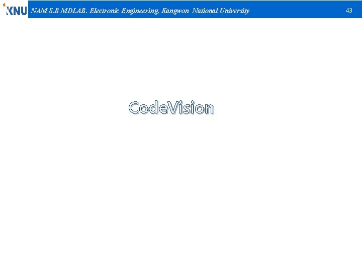 NAM S. B MDLAB. Electronic Engineering, Kangwon National University Code. Vision 43 