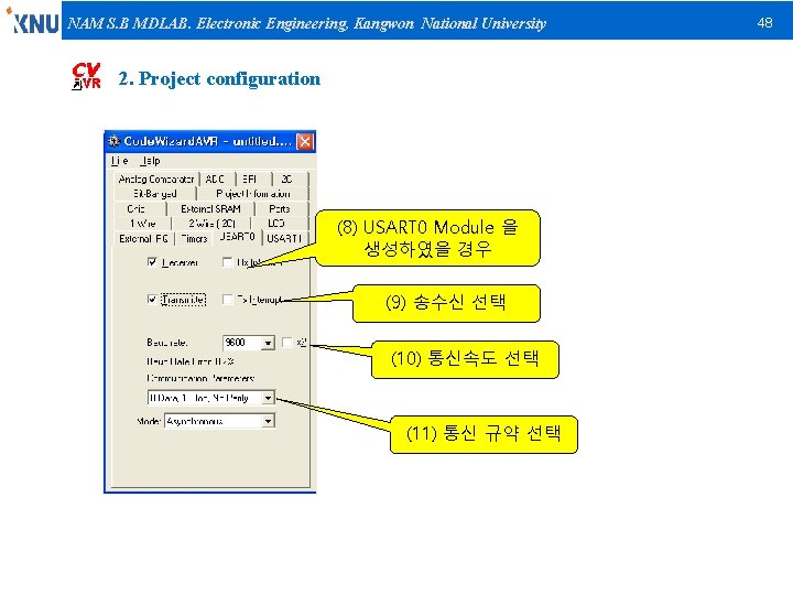 NAM S. B MDLAB. Electronic Engineering, Kangwon National University 2. Project configuration (8) USART
