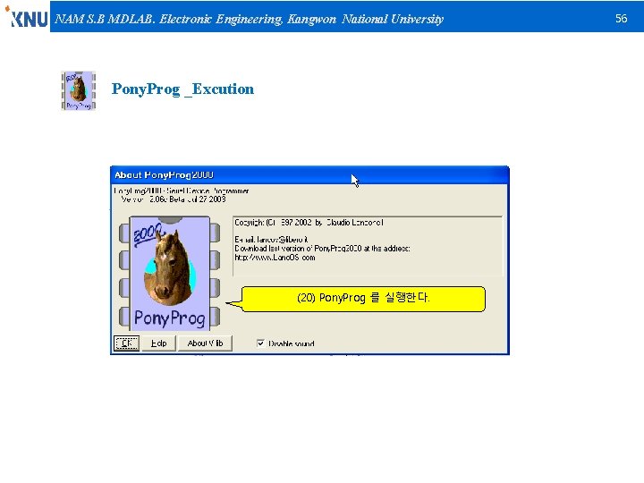 NAM S. B MDLAB. Electronic Engineering, Kangwon National University Pony. Prog _Excution (20) Pony.