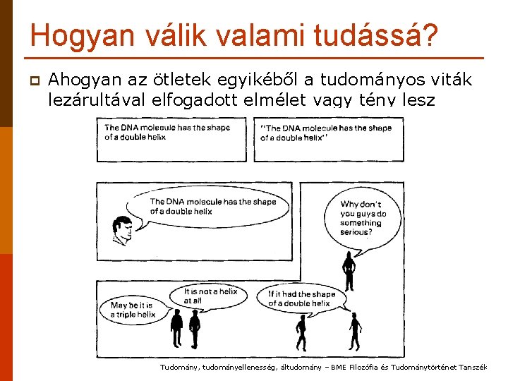 Hogyan válik valami tudássá? p Ahogyan az ötletek egyikéből a tudományos viták lezárultával elfogadott