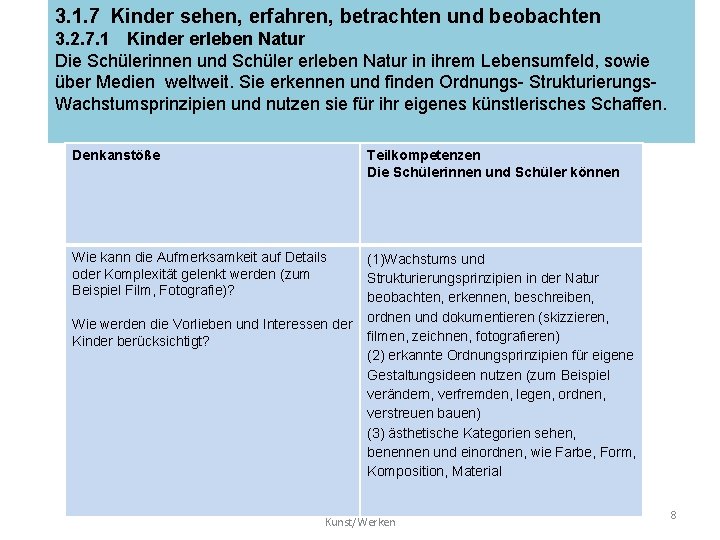 3. 1. 7 Kinder sehen, erfahren, betrachten und beobachten 3. 2. 7. 1 Kinder