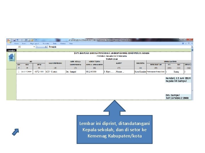 Kendari, 12 Juni 2016 Kepala MI Sampel Drs. Sampel NIP 19790412 2000 Lembar ini