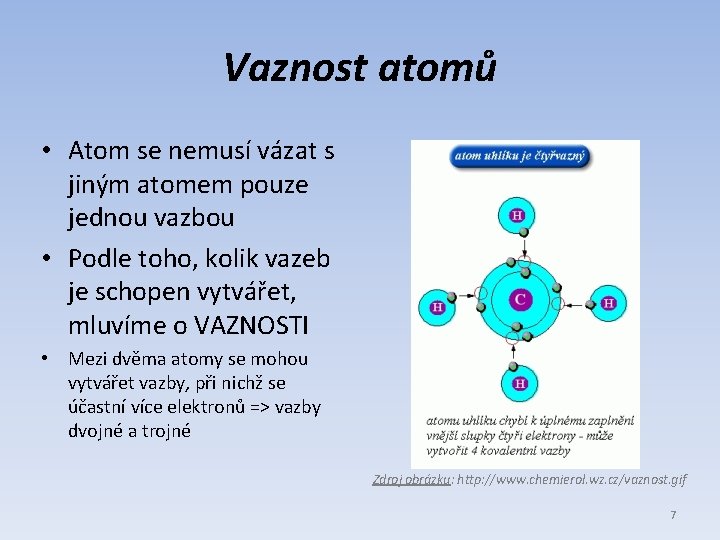 Vaznost atomů • Atom se nemusí vázat s jiným atomem pouze jednou vazbou •