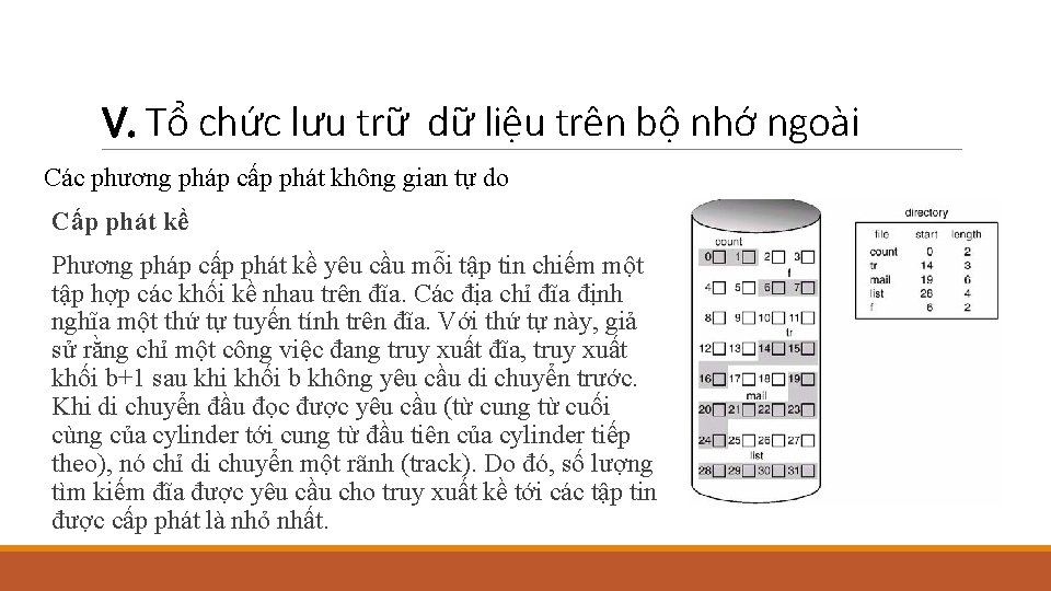 V. Tổ chức lưu trữ dữ liệu trên bộ nhớ ngoài Các phương pháp