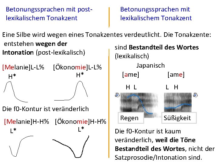 Betonungssprachen mit postlexikalischem Tonakzent Betonungssprachen mit lexikalischem Tonakzent Eine Silbe wird wegen eines Tonakzentes