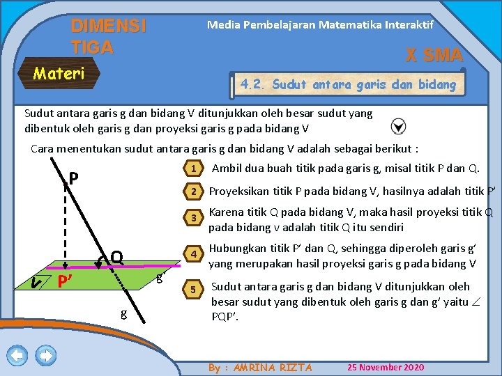 DIMENSI TIGA Media Pembelajaran Matematika Interaktif X SMA Materi 4. 2. Sudut antara garis