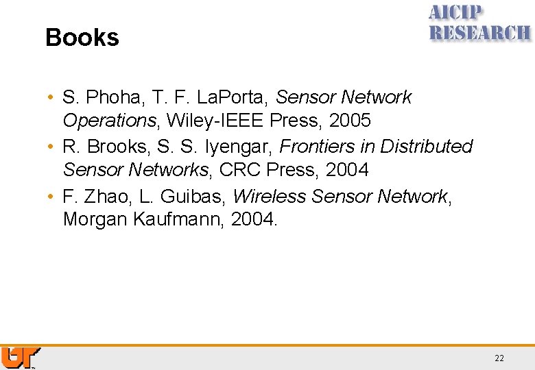 Books • S. Phoha, T. F. La. Porta, Sensor Network Operations, Wiley-IEEE Press, 2005