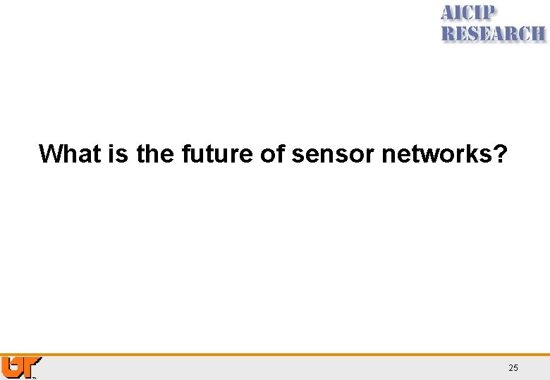 What is the future of sensor networks? 25 