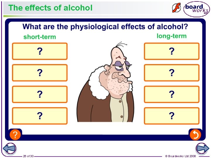 The effects of alcohol 26 of 30 © Boardworks Ltd 2008 