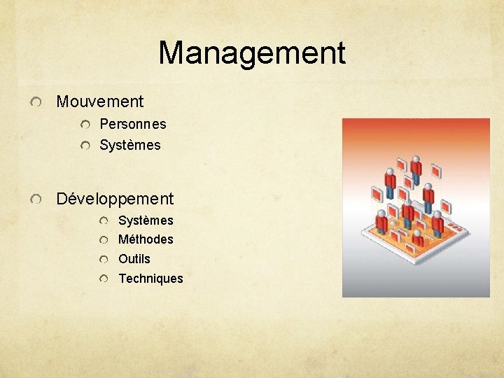 Management Mouvement Personnes Systèmes Développement Systèmes Méthodes Outils Techniques 