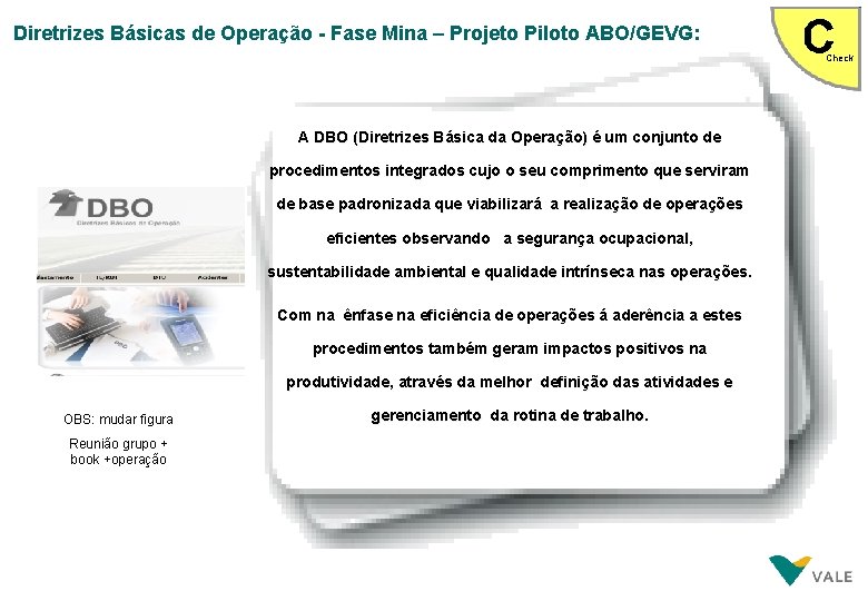 Diretrizes Básicas de Operação - Fase Mina – Projeto Piloto ABO/GEVG: Check A DBO