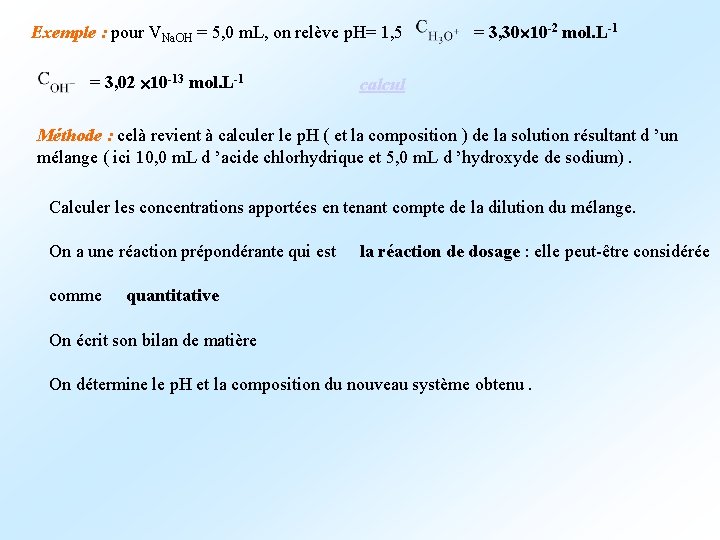 Exemple : pour VNa. OH = 5, 0 m. L, on relève p. H=