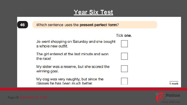 Year Six Test Page 24 November 25, 2020 