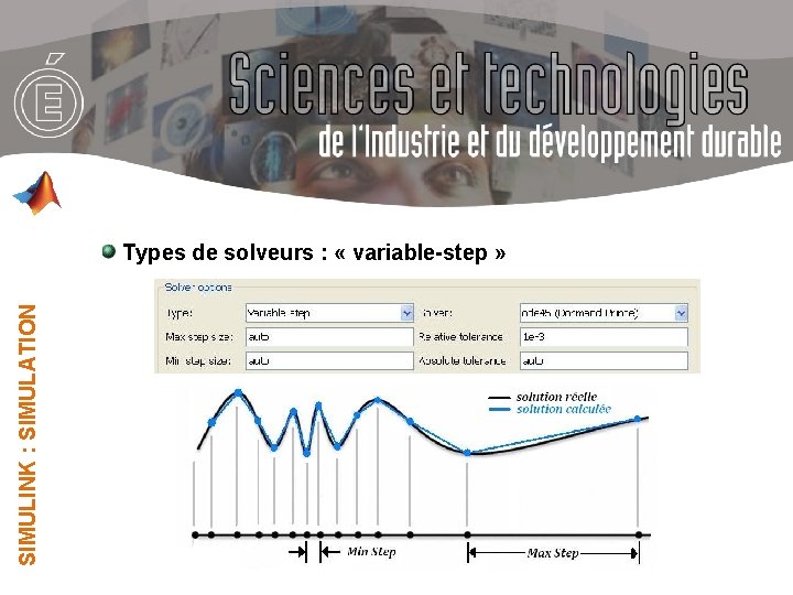 SIMULINK : SIMULATION Types de solveurs : « variable-step » 