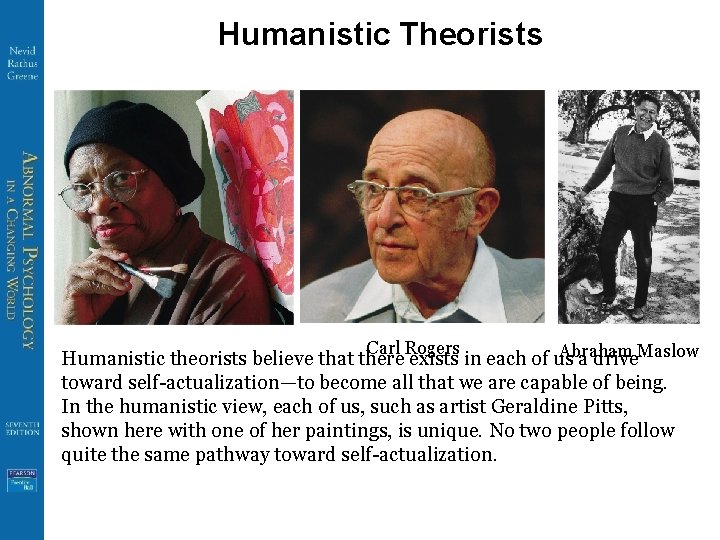 Humanistic Theorists Carl Rogers Abraham Humanistic theorists believe that there exists in each of