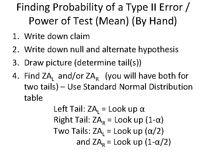 Finding Probability of a Type II Error / Power of Test (Mean) (By Hand)