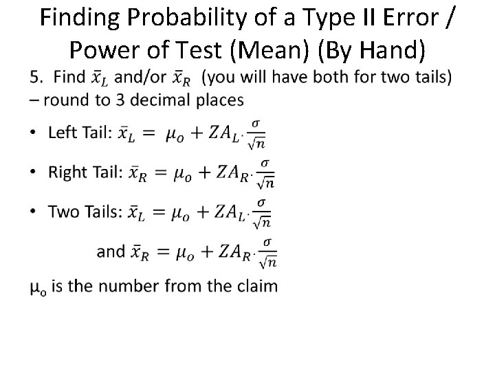 Finding Probability of a Type II Error / Power of Test (Mean) (By Hand)