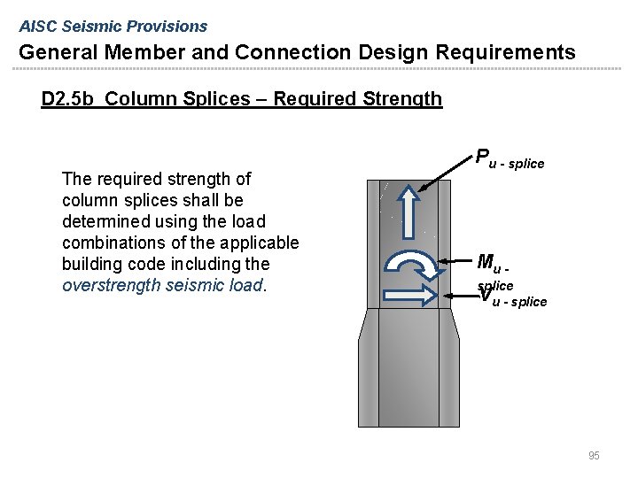 AISC Seismic Provisions General Member and Connection Design Requirements D 2. 5 b Column