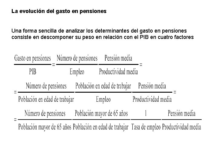 La evolución del gasto en pensiones Una forma sencilla de analizar los determinantes del