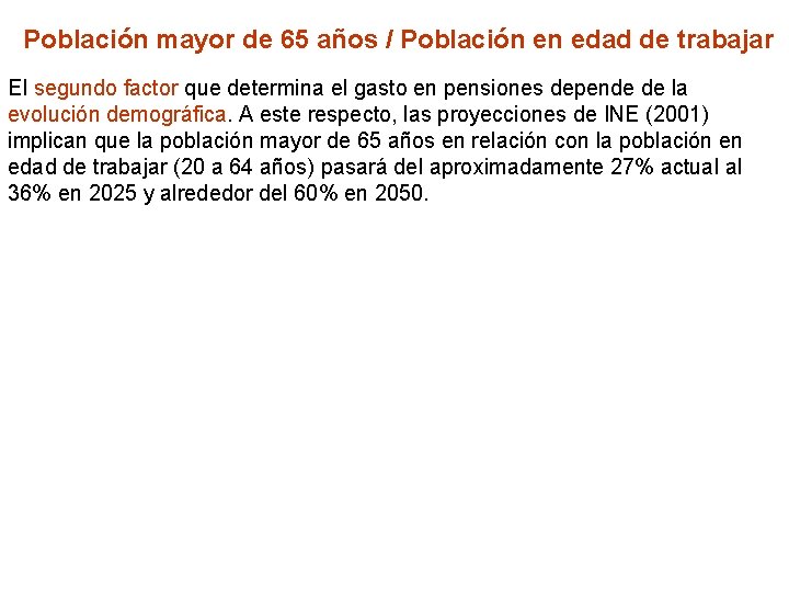 Población mayor de 65 años / Población en edad de trabajar El segundo factor