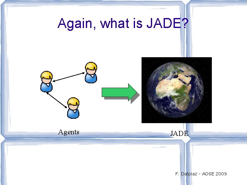 Again, what is JADE? Agents JADE F. Dalpiaz - AOSE 2009 