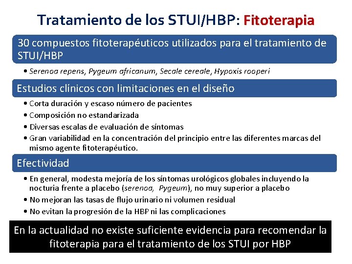 Tratamiento de los STUI/HBP: Fitoterapia 30 compuestos fitoterapéuticos utilizados para el tratamiento de STUI/HBP