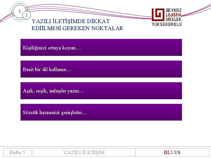 5 1 YAZILI İLETİŞİMDE DİKKAT EDİİLMESİ GEREKEN NOKTALAR Kişiliğinizi ortaya koyun… Basit bir dil