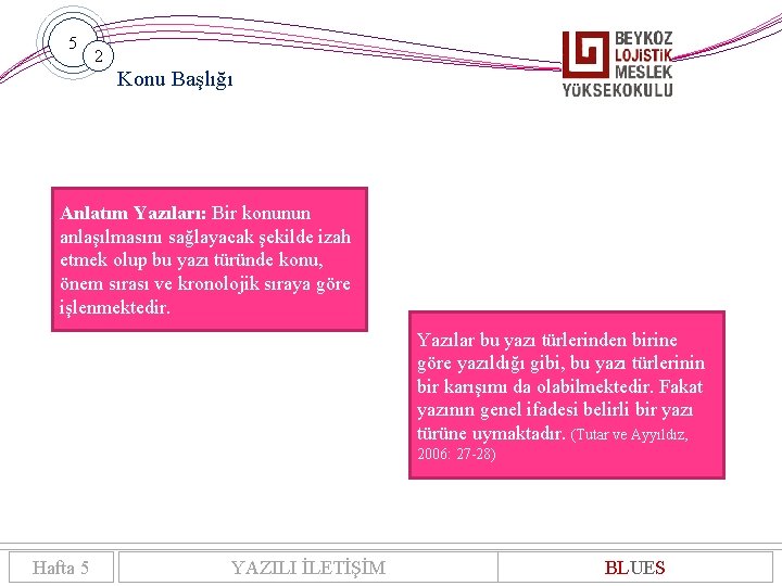 5 2 Konu Başlığı Anlatım Yazıları: Bir konunun anlaşılmasını sağlayacak şekilde izah etmek olup