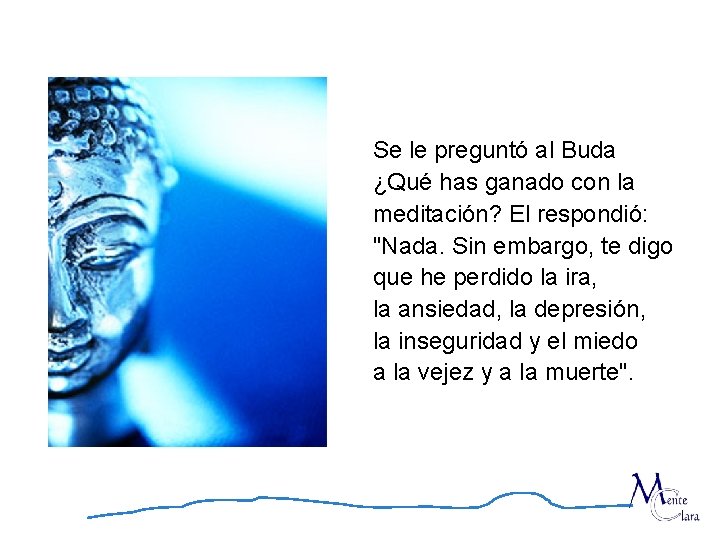 Se le preguntó al Buda ¿Qué has ganado con la meditación? El respondió: "Nada.