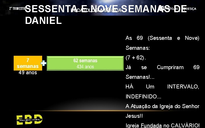 ESCATOLOGIA BÍBLICASEMANAS DE SESSENTA E NOVE DANIEL As 69 (Sessenta e Nove) Semanas: 7